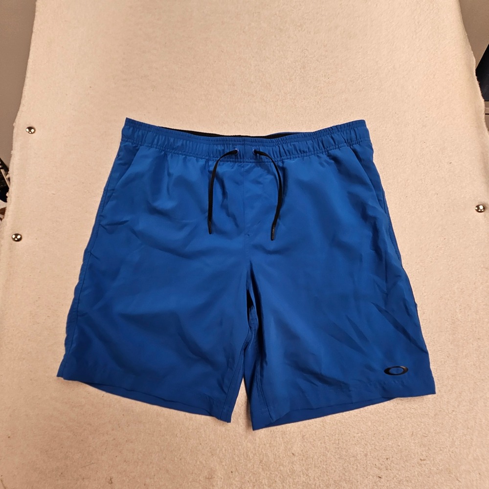 Oakley Mens Performance Fit Athletic Shorts Blue Size 2XL Drawstring Mesh Liner